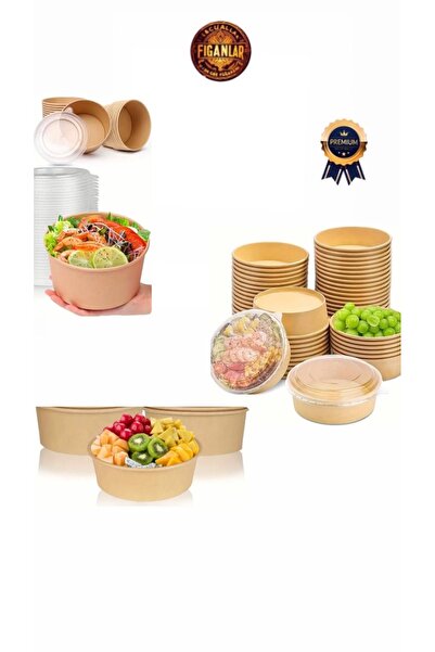 figanlar ambalaj BÜYÜK BOY Modern Kraft Karton Makarna/Meze/Salata Kasesi 130...