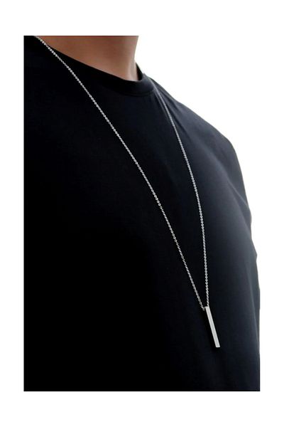 ATALYA ACCESSORY Rod Men's Necklace Alloy – Silver Color - A+ Quality Alloy - 75 cm Chain