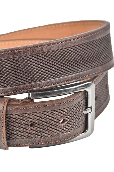 DeepSEA Men's Brown Original Leather Belt 4 cm Width Genuine Leather Sports Belt with Side Stitching 2502651