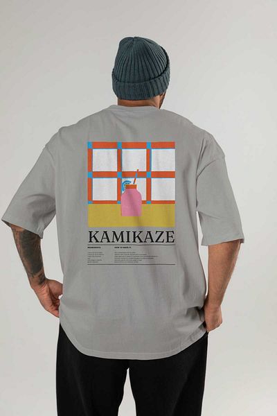 Ankhises Kamikaze Cocktail Series Back Printed Oversize T-Shirt Men Women 100% Cotton Crew Neck Tshirt
