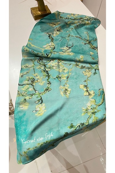 İpek Van Gogh Almond Tree Pomegranate Flower Voile Shawl