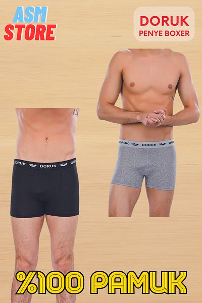 Doruk Men's Boxers 6 Pack 100% Cotton Combed Cotton Suitable for Daily Use Grey-Black