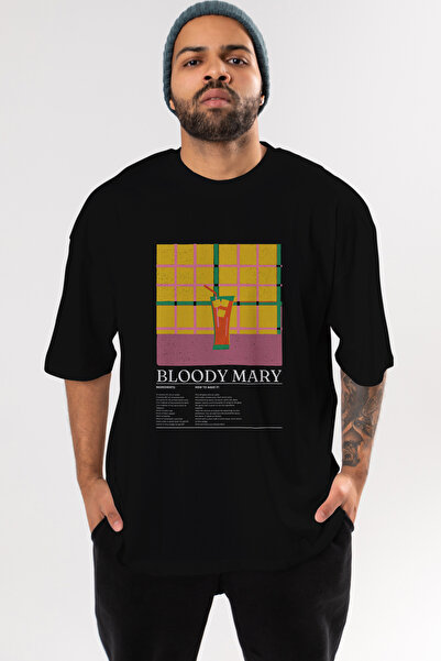 Ankhises Μπλουζάκι Bloody Mary Cocktail με στάμπα μπροστά, μαύρο, oversize, α...
