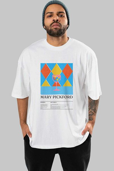 Ankhises Mary Pickford Cocktail Front Printed Oversize T-Shirt Men Women Cotton Crewneck Tshirt