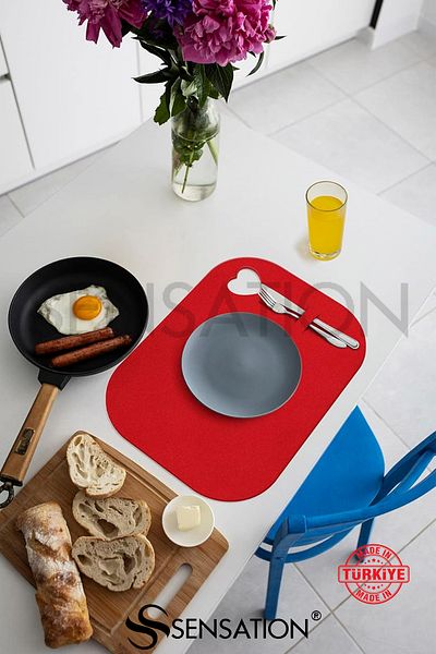 Sensation Heart Detailed Rectangular Felt American Service, Supla 2-Piece Service Set