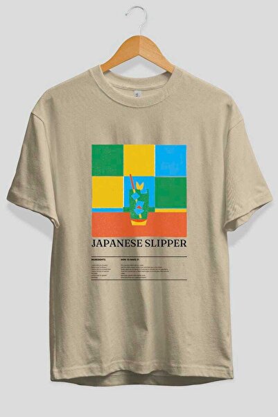 Ankhises Μπλουζάκι με μπροστινό κοκτέιλ ιαπωνικό παντόφλα Ανδρικό γυναικείο βαμβακερό μπλουζάκι με λαιμόκοψη