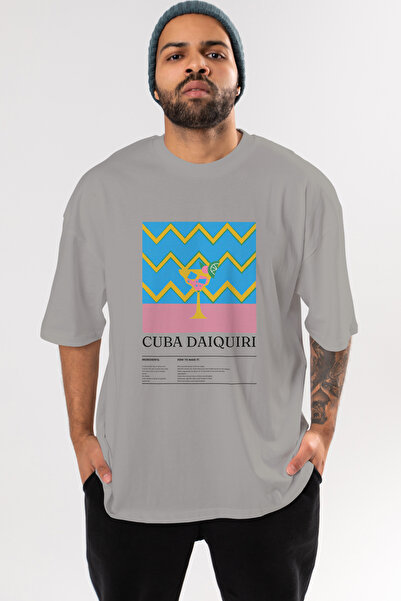 Ankhises تي شيرت كوبي دايكييري كوكتيل مطبوع مسبقًا كبير الحجم للرجال والنساء من القطن برقبة دائرية