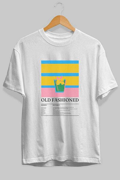 Ankhises Old Fashioned Cocktail Front Printed Oversize T-Shirt Men Women Cotton Crewneck Tshirt