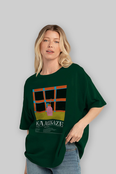 Ankhises Kamikaze Cocktail Front Printed Oversize T-Shirt Men Women Cotton Crewneck Tshirt