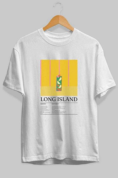 Ankhises Long Island Cocktail Front Printed Oversize T-Shirt Men Women Cotton Crewneck Tshirt