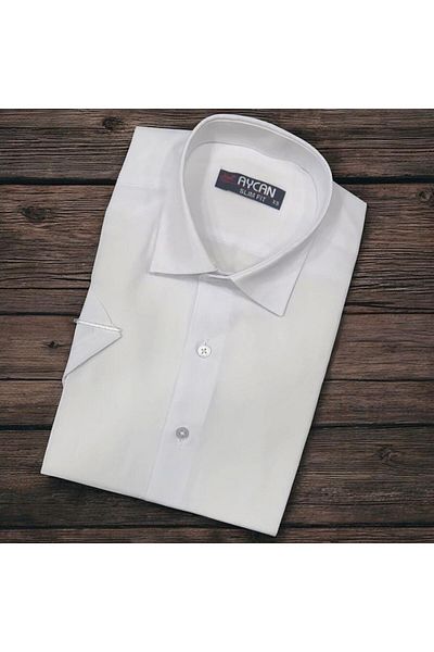 EREN STYLE Cămașă albă, 100% bumbac, cu mânecă scurtă, anti-transpirație, slim-fit (model obișnuit)