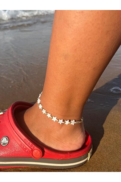 Zerys Jewelry خلخال سلسلة ذهبية بتفاصيل نجمة بيضاء