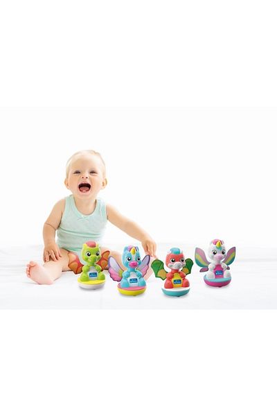 CLEMENTONI - Press and spin toy with various unicorn and dragon models