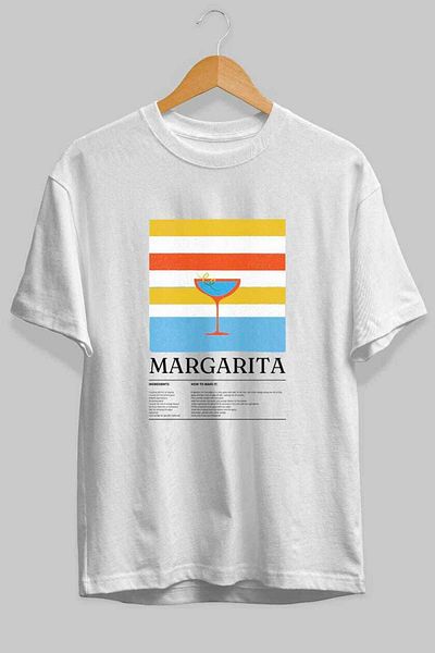 Ankhises Margarita Cocktail Front Printed Oversize T-Shirt Men Women Cotton Crewneck Tshirt