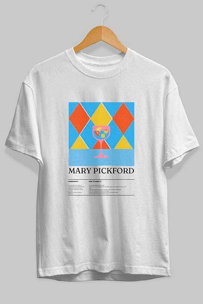 Ankhises Mary Pickford Cocktail Front Printed Oversize T-Shirt Men Women Cotton Crewneck Tshirt