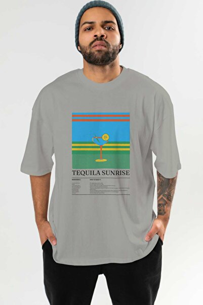 Ankhises تي شيرت تيكيلا صن رايز كوكتيل مطبوع من الأمام مقاس كبير للرجال والنس...