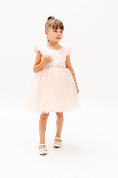 Eray Kids Girls' Tulle Evening Dress Butterfly Sleeves Stone Detail Satin Puffy Birthday Dress 3-6 Years