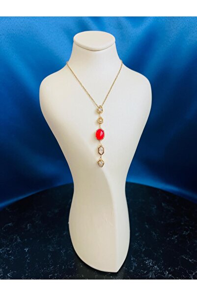 ALE Aksesuar قلادة "Y" من الأحجار الكريمة الملونة