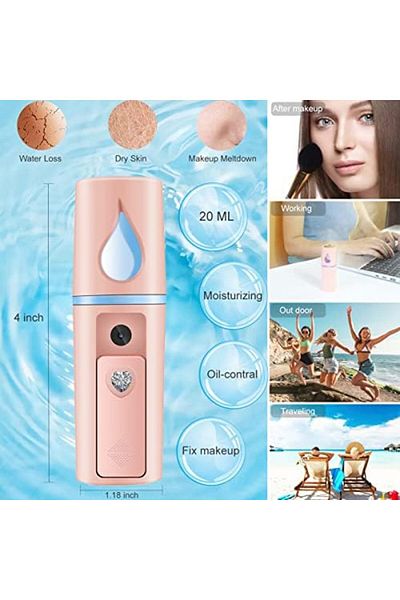 Unbranded/Generic RSAOENF Nano Facial Mister Portable Mist Sprayer with Mirror Mini Cool Mist Spray for Skin Care & Fa