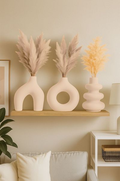 Minima Art Studio مجموعة مكونة من 3 مزهريات بوهيمية على الطراز الشمالي مقاس 15 سم (حجم كبير) مجموعة مزهريات بامباس من Pinterest