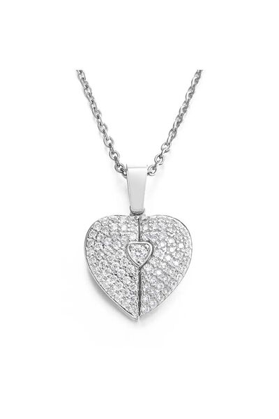 Vipfoni Özel Açılıp Kapanabilen Zirkon Taşlı Kalp Kolye