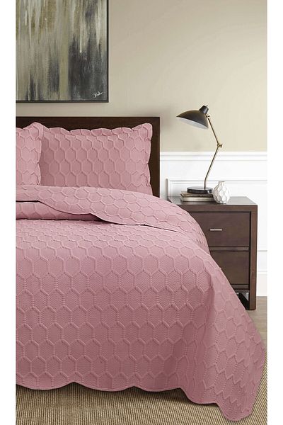 Bikaya Home Σετ κάλυμμα διπλού κρεβατιού Honey Comb 3D (3 τεμάχια) - 260x240 cm - με τσάντα PVC