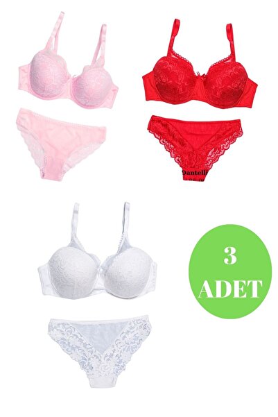 murays مجموعة ملابس داخلية نسائية من تيلسم مكونة من 3 قطع من الدانتيل على شكل...