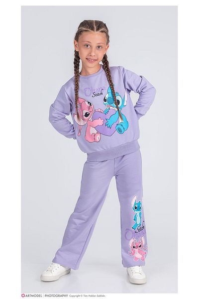 LİLLYPİCCA Girls' 2-Piece Set Character Patterned Sweatshirt and Wide Leg Pants