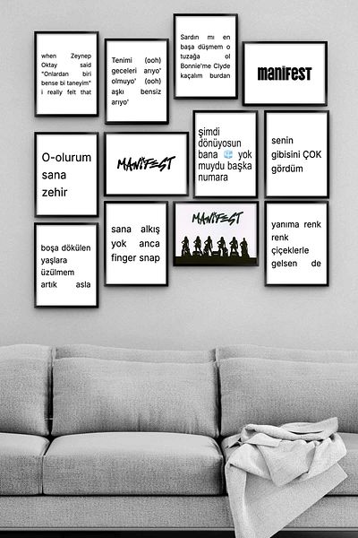 TABLOX Manifest Group Kts Snap Zoktay Hilal Mina Esin Lidya Sueda Girl Big5 12-Piece Decorative MDF Wall Art Set