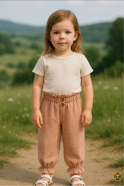 Şenkız 100% Cotton Muslin Fabric Comfortable Daily Baby Girl and Children's Pants