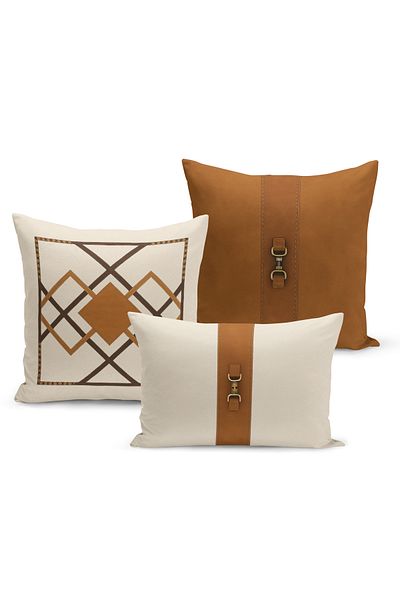 Bertille Home Classic Horse Series Double Sided Digital Printed Set of 3 Throw Pillow Covers (Horse)