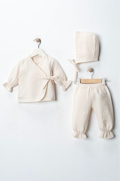 FURYATEX Organic Cotton Muslin 3-Piece Baby Set Double Layer Muslin Newborn Set - 100% Cotton