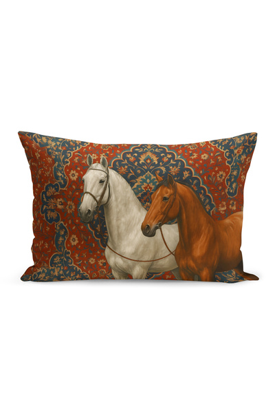 Bertille Home Classic Horse Series Double Sided Digital Printed Set of 3 Throw Pillow Covers (Horse)