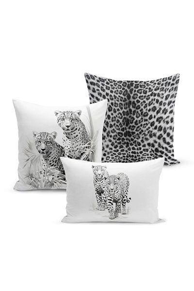 Bertille Home Classic Leopard Series Double Side Digital Printed 3-Piece Throw Pillow Cover Set (Leopard)