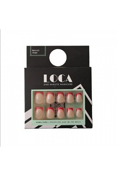 loça Luca 24pcs Natural Shape T1 Red Flesh Color Self-Adhesive Fake Nails