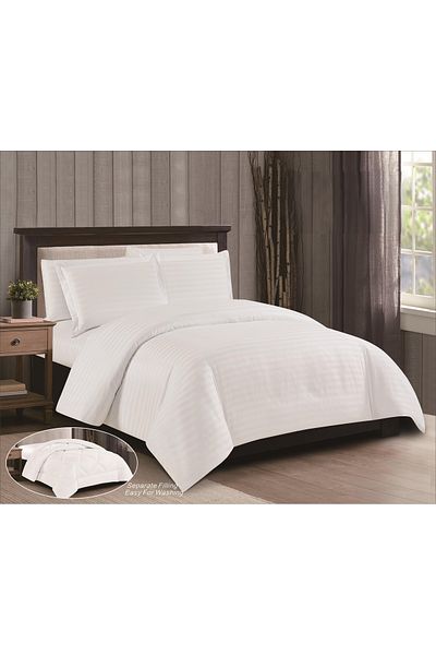 TIME LIMITED Hilton 5-Piece Hotel Stripe Comforter Set – Beige | Queen Bed Size 140x200