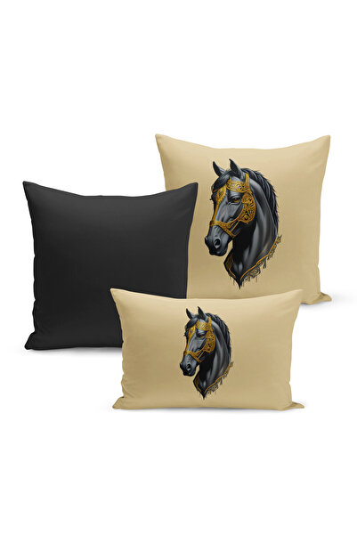 Bertille Home Set de 3 huse de pernă din seria Classic Horse cu imprimeu digi...