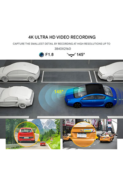 AYCB ™ 4K Ultra HD Dash Cam with Wi-Fi, 145° Wide Angle, Car Camera, High Quality Recording, Night Vi