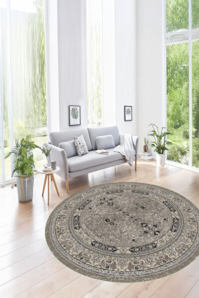 Viyana Home Dijital Kaymaz Taban Etnik Klasik Modern Yıkanabilir Yuvarlak Mut...