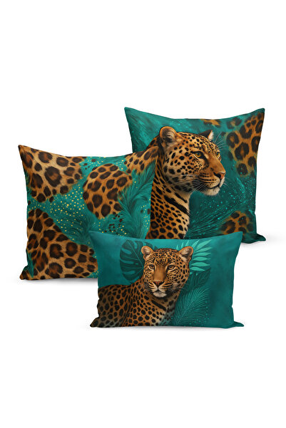 Bertille Home Set de 3 huse de pernă cu imprimeu digital pe două fețe din ser...