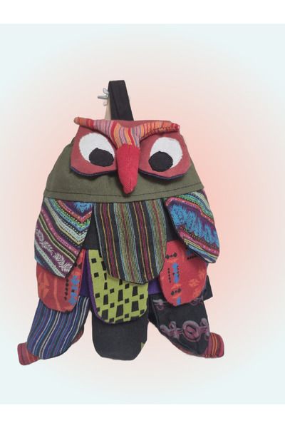 Muhtalif Markalar Çocuklar İçin El Yapımı Patchwork Renkli Eğlenceli Baykuş Sırt Çantası