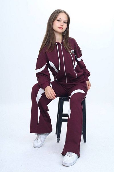 Asortik Kids 100% памучен анцуг за момичета с качулка и цип, голям размер, гарниран - 315