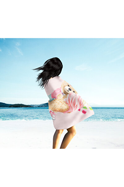 Erays Home Bear Summer Icecream Beach Towel Women Beach Towel Cute Bear Beach Towel Sea Towel