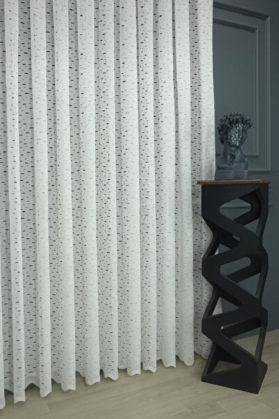 Emuz Delikli Tül Perde Özel İşlemeli 1 / 3 Sık Pleli Lüx Salon Tülü Ütü İstemez Kırışma Yapmaz Fon, Tül,