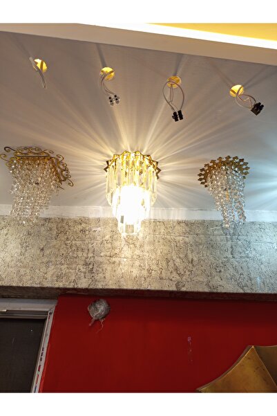 apex avize Lazer kesim spot tabut camlı 3 katlı gold