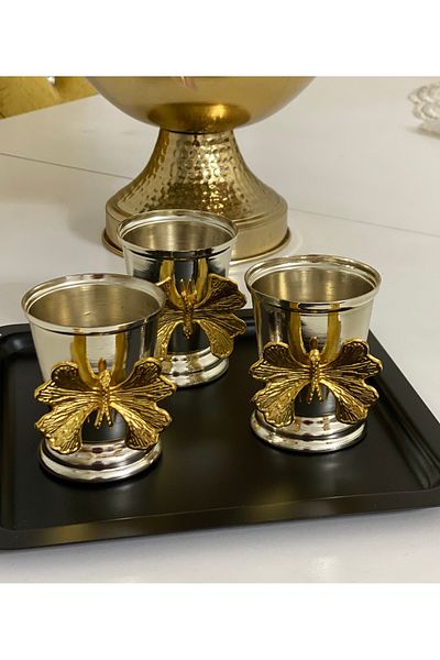 Elzemm store 6 Pieces Silver Steel Rose Bucket with Butterfly Accessories Decorative