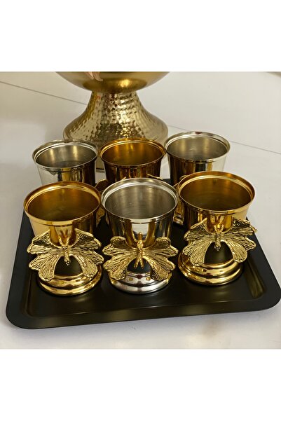 SEVA ÇELİK GOLD AND SILVER COLOR 6-PIECE ROSE BUCKET BUTTERFLY MODEL