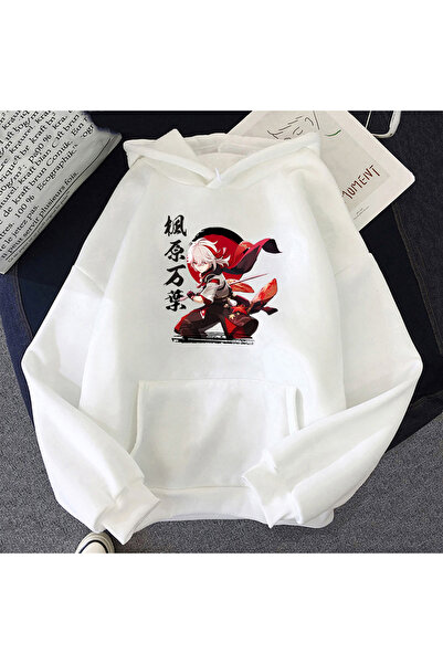 Tarzsokak Hanorac alb unisex Genshin Impact cu imprimeu Kaedehara Kazuha, cu ...