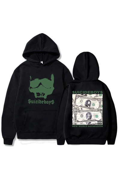 Tarzsokak Negru Unisex NEW WORLD DEPRESSI Album Hanorace Streetwear Ropa Homb...