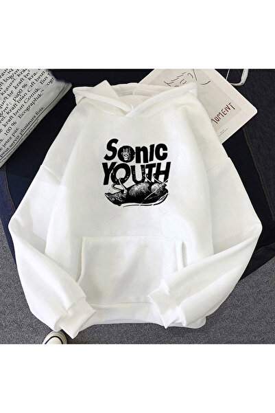 Tarzsokak سترة بيضاء للجنسين S-Sonic للشباب موسيقى هاراجوكو بقلنسوة جمالية وس...